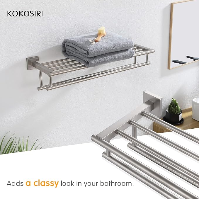 KOKOSIRI 20 Inch Towel Rail Towel Shelf - Image 4