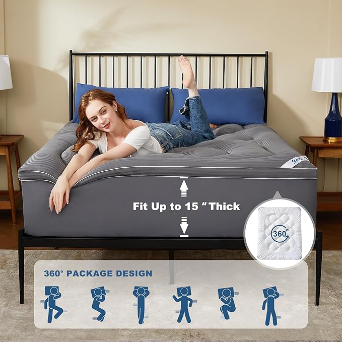 BEDLORE Twin Mattress Topper, Thick Pillow Top Pad - Image 5