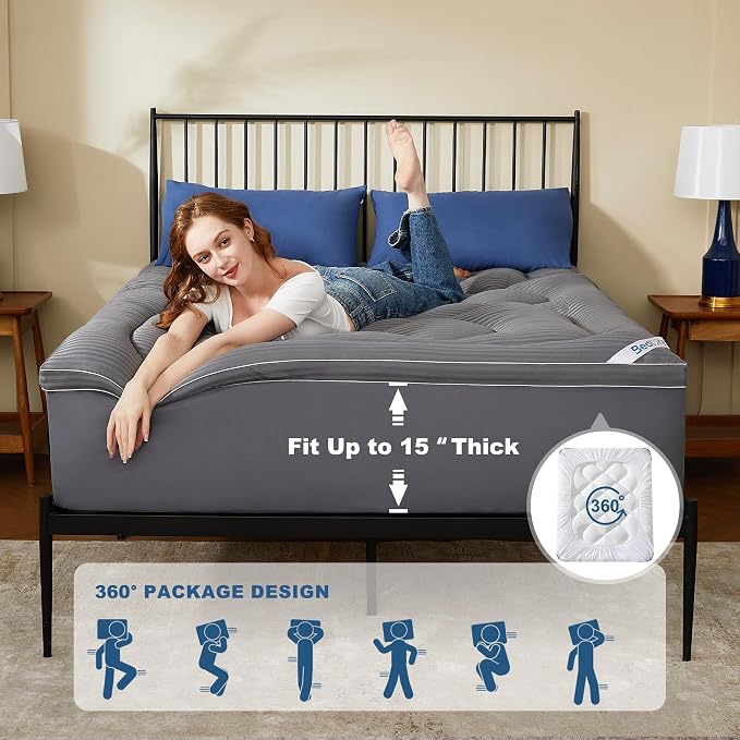 BEDLORE Full Mattress Topper, Thick Pillow Top Pad - Image 5
