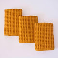 PÜSKÜL Organic Waffle Kitchen Towel 100% Turkish Cotton Set of 3 Mustard Yellow by P%C3%BCsk%C3%BClTextile