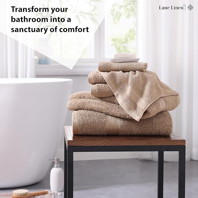 LANE LINEN 100% Mercerized Cotton Luxury Bathroom Towels Set - Image 3