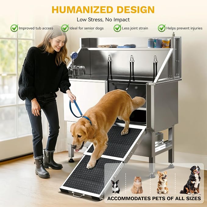 DWVO Professional 50in Dog Bathing Station, Stainless Steel 304 Pet Grooming - Image 6