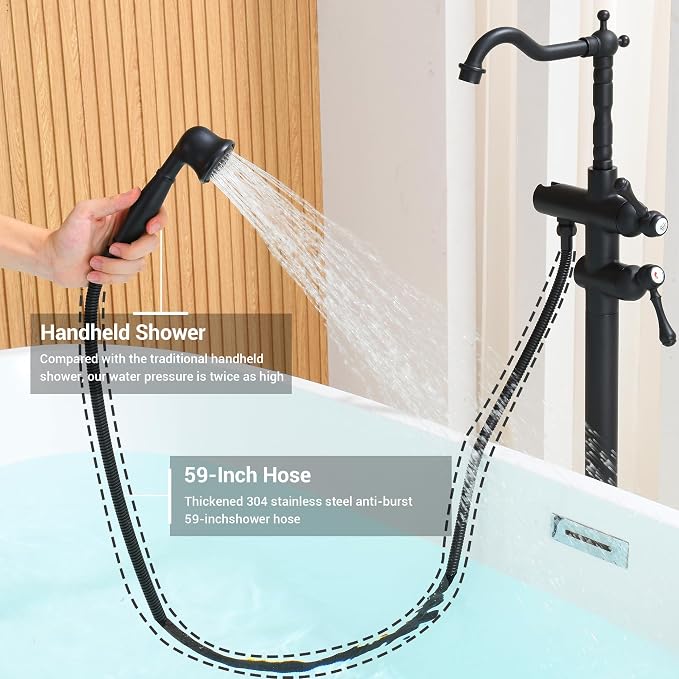 Freestanding Tub Faucet Sets, JetsBath Floor Mount BathTub Filler - Image 5