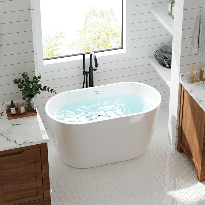 FerdY 47" Bali Acrylic Freestanding Bathtub, Gracefully Shaped Freestanding - Image 3