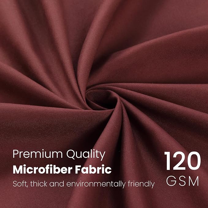 Fabric Shower Curtain, Ombre Burgundy Microfiber Cloth Shower Curtains - Image 2