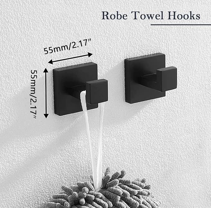 Bathroom Accessories Towel Bar Set: 15 Pieces Matte Black Bathroom Hardware - Image 6