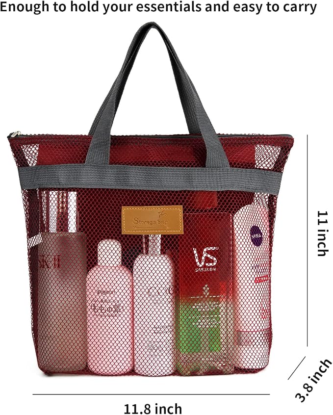 Mesh Shower Caddy Bag Portable Hanging Toiletry and Bath Organizer - Image 5