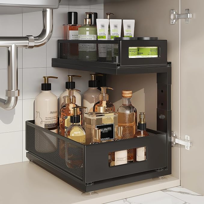 1 Pack 10.8"-14.9" H Under Sink Organizers and Storage Height Adjustable by Corbyles