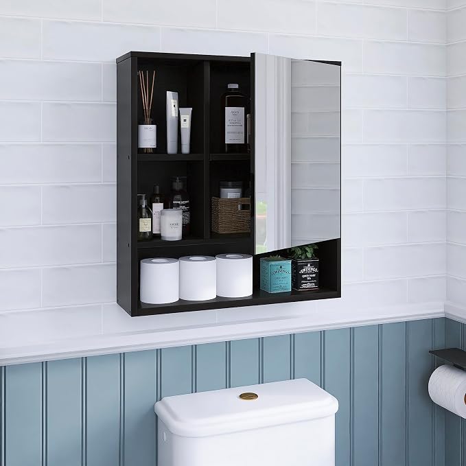 SMIBUY Bathroom Mirror Cabinet Wall Mounted, Bamboo Space Saver Medicine Cabinet - Image 6