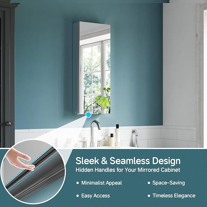 12"x30" Medicine Cabinet Mirror, Aluminum Silver Recessed Medicine Cabinet - Image 7