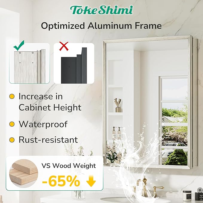 TokeShimi 20 x 26 Recessed Medicine Cabinet - Image 4
