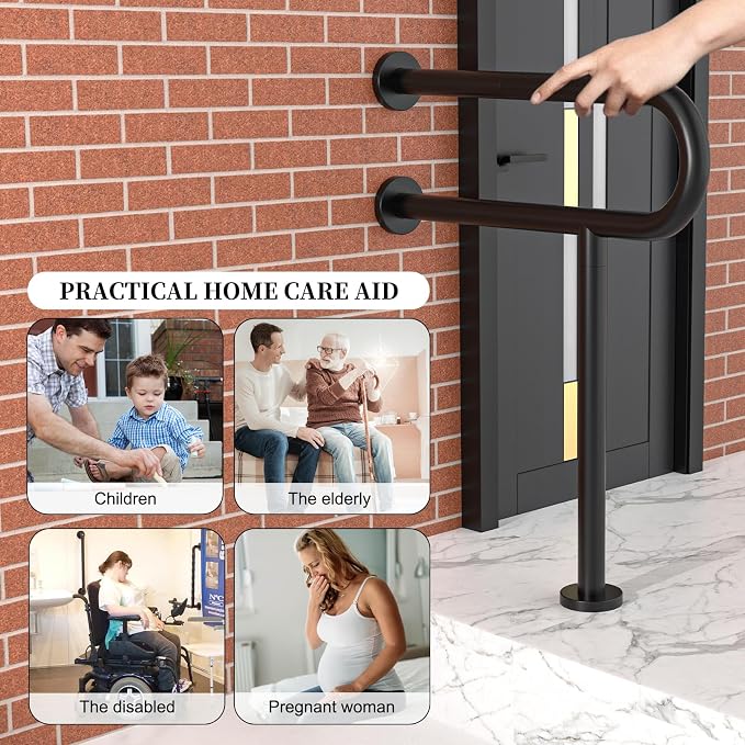 Toilet Support Rail 23.4X 28 Inch, Munzong Anti-Slip Black Handicap Grab Bar - Image 5