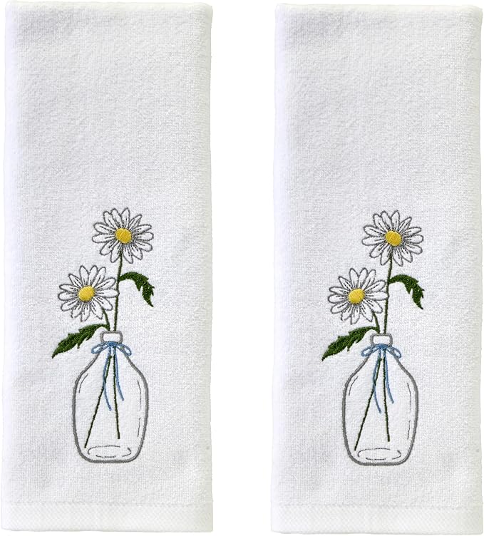 SKL Home Daisies in Vase Hand Towel 2pc Set by SKLHomebySaturdayKnightLtd