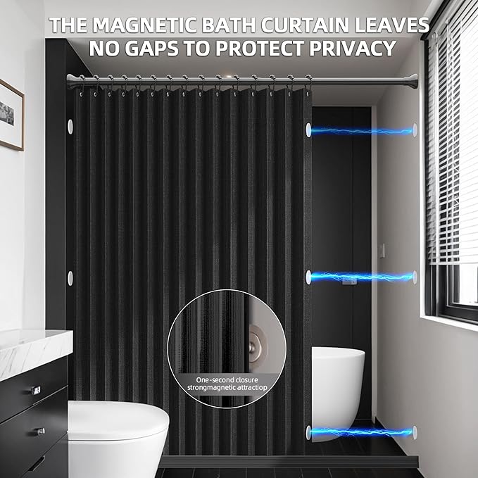 Bathroom Magnetic Folding Shower Curtain, Accordion-Style Shower Curtain - Image 2
