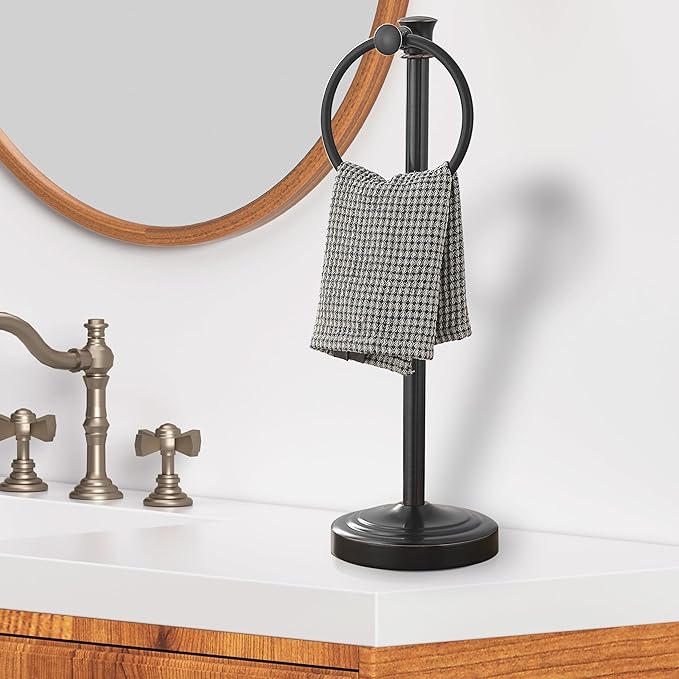 Hoimpro 17 Inch Stand Hand Towel Holder Towel Bar Towel Hanging Ring, Free - Image 2