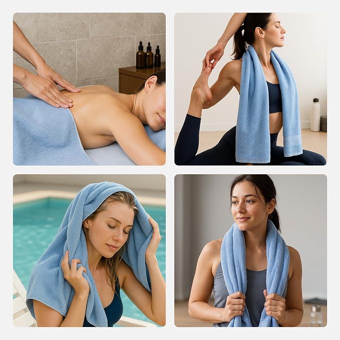 REDKISS Blue Towel Set of 8-100% Cotton Luxury Bath Towels Set - Image 8
