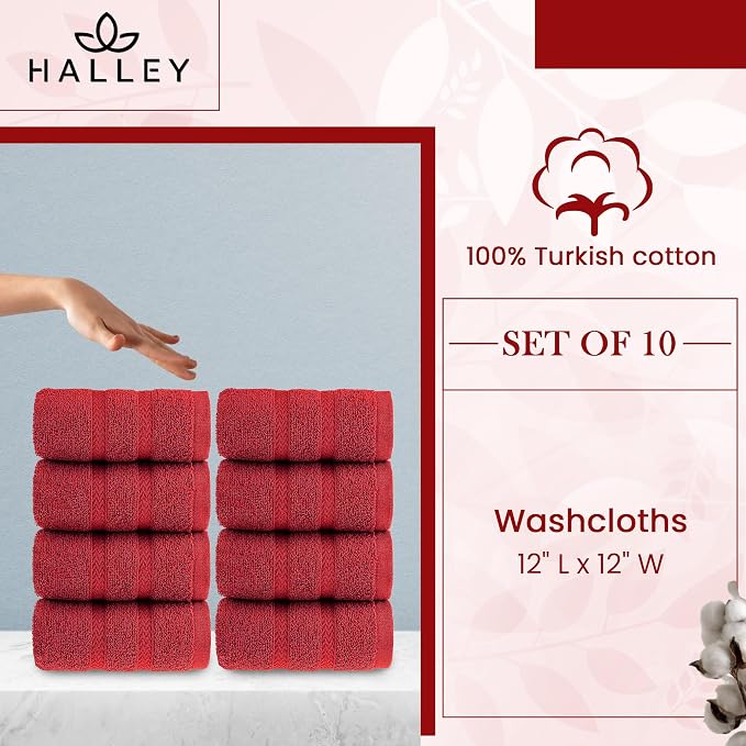 HALLEY Turkish 8 Pack Premium Washcloths 650 GSM Highly Absorbent Super Soft - Image 8