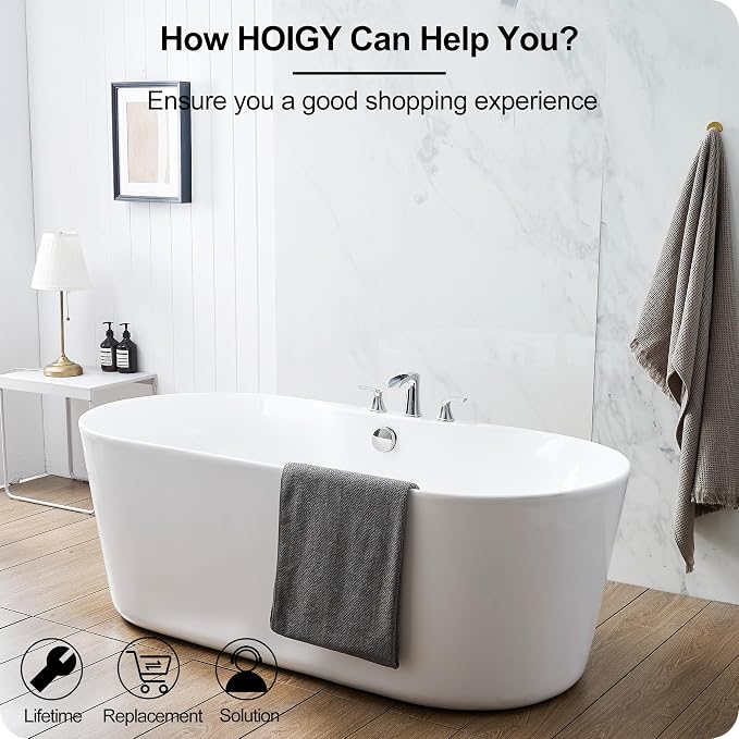 Widespread Waterfall Bathtub Faucet Set, Brass Chrome Roman Tub Faucet 3 Hole 8 - Image 9