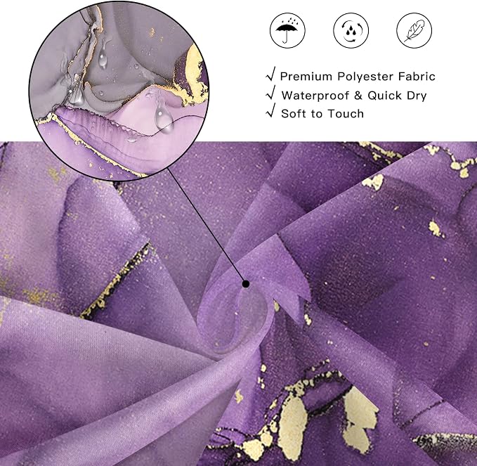 Purple Marble Shower Curtain 60x72, Modern Abstract Fabric Shower Curtains - Image 4