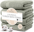 MAURA Sage Extra Large Turkish Cotton Luxury Bath Towels Set of 4. Ultra-Soft by MAURA