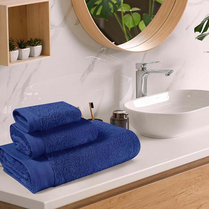 Ultra Soft 3 Pack Cotton Towel Set, Contains a Bath Towels 28x55 inch, a Hand - Image 3