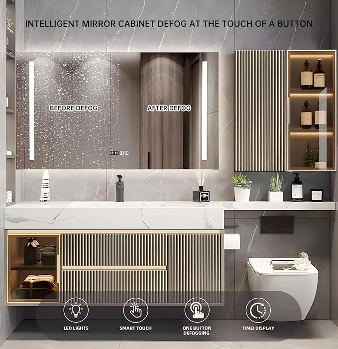 Single Sink Bathroom Vanity, Modern Bathroom Vanity Set Include Smart Defogging - Image 6