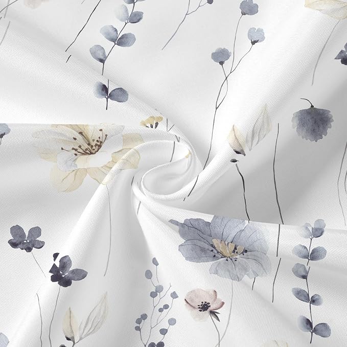 Gibelle Watercolor Floral Shower Curtain, Modern Minimalist White Waterproof - Image 4