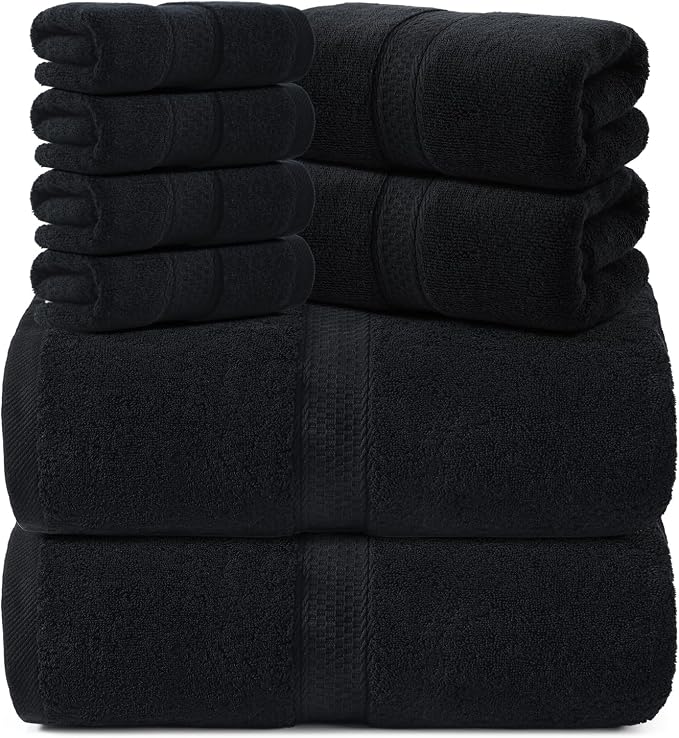 REDKISS Luxury 100% Cotton 8 Piece Bath Towel Sets, 2 Bath Sheets, 2 Hand by REDKISSOnline