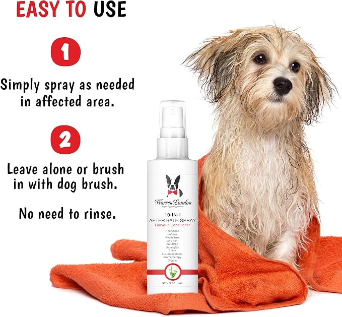 Warren London 10-in-1 Dog Spray & Rake Brush Combo | Detangles, Softens & - Image 4