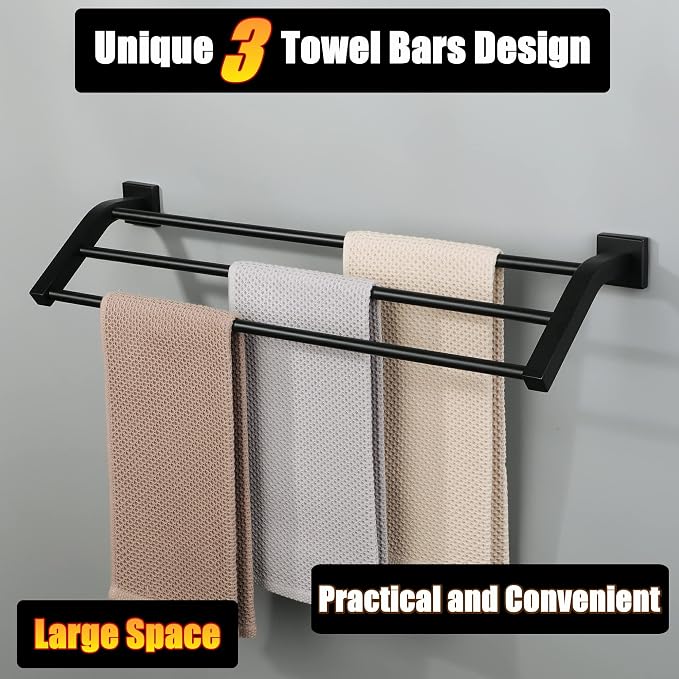 Alise Bath 3 Towel Bars, Towel Holder Towel Racks - Image 5