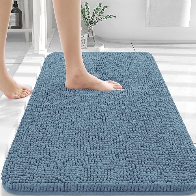 OLANLY Bathroom Rugs 30x20, Extra Soft Absorbent Chenille Bath Rugs, Rubber by OLANLY