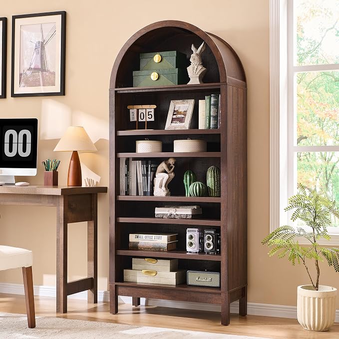 71" Tall Arched Bathroom Storage Cabinet, 7-Tier Modern Farmhouse Storage - Image 5