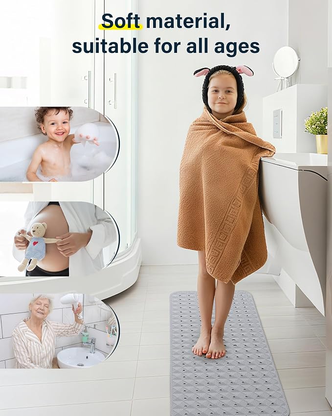Non Slip Bathtub Mat for Tub & Shower, Machine Washable 40"x16" Anti Slip Bath - Image 4
