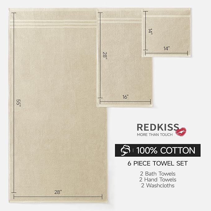 REDKISS 6 Piece Luxury Bath Towel Set - Image 3