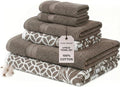 Modern Threads Trefoil Filigree 6-Piece 100% Cotton Towel Set – Reversible Yarn by ModernThreads