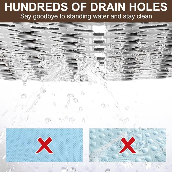 Shower Mat Non Slip，24"X24" Bathtub Mat Non Slip Square Shower Mats - Image 3