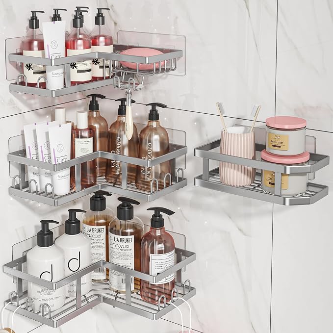4-Pack Adhesive Corner Shower Caddy by YOUVIP