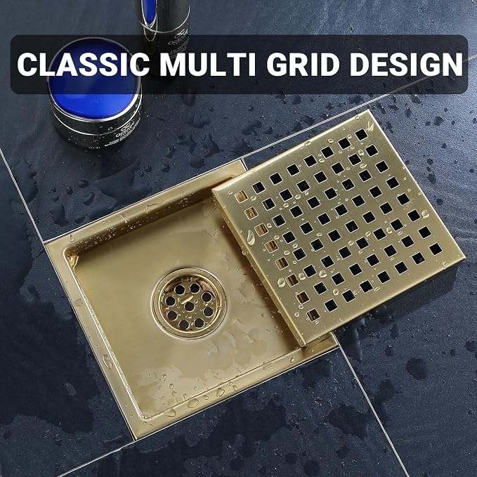 6 Inch Square Shower Floor Drain, Stainless Steel Black Shower Drain Kit - Image 7