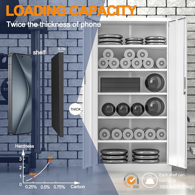 Metal Storage Cabinet, 71 Inch Tall Metal Storage Cabinet - Image 5