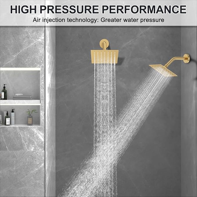 Iriber Bathtub Shower Faucet Set Brushed Gold, Push Button Diverter Shower - Image 6