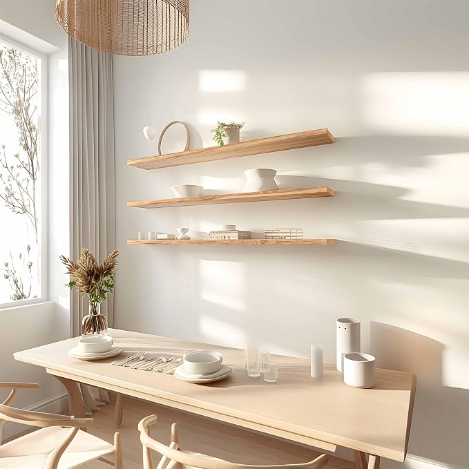 48 Inch Floating Shelves for Wall Rustic Light Wood Wall Shelves for Bedroom - Image 5