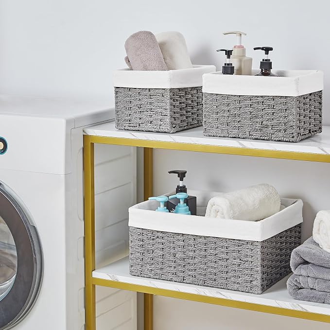 Vagusicc Wicker Basket, Decorative Rectangle Wicker Storage Basket Bins - Image 4