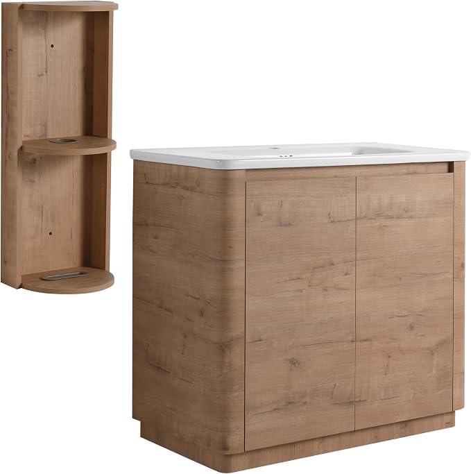 36 Inch Bathroom Vanity with Sink, Wooden Bathroom Cabinet with Soft Close Doors - Image 9