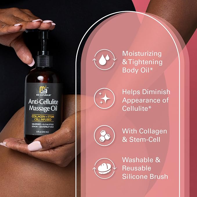 Anti Cellulite Massage Oil and Silicone Body Brush – Collagen and Stem Cell - Image 7