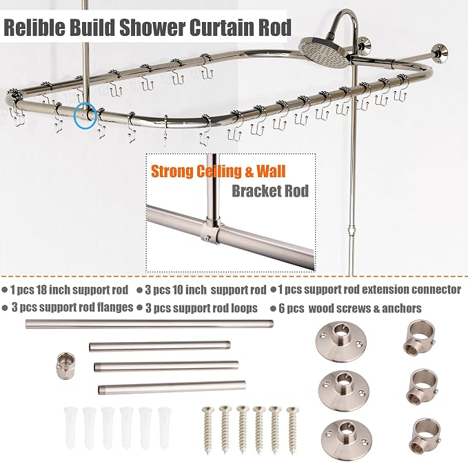 Clawfoot Tub Shower Kit, Add On Shower Units - Image 4