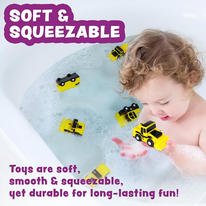 Tub Works® Construction™ Trucks Mold Free Bath Toys, 6 Pack | Sealed, No Hole - Image 5