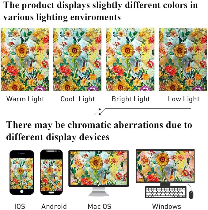 Bohemian Shower Curtain, Boho Floral Print Water Repellent Polyester Fabric - Image 6