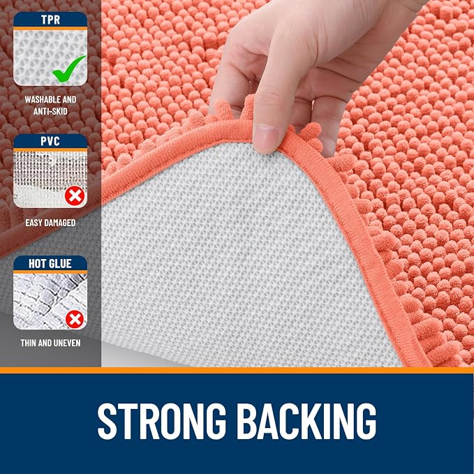 OLANLY Bathroom Rugs 47x24, Extra Soft Absorbent Chenille Bath Rugs, Rubber - Image 6
