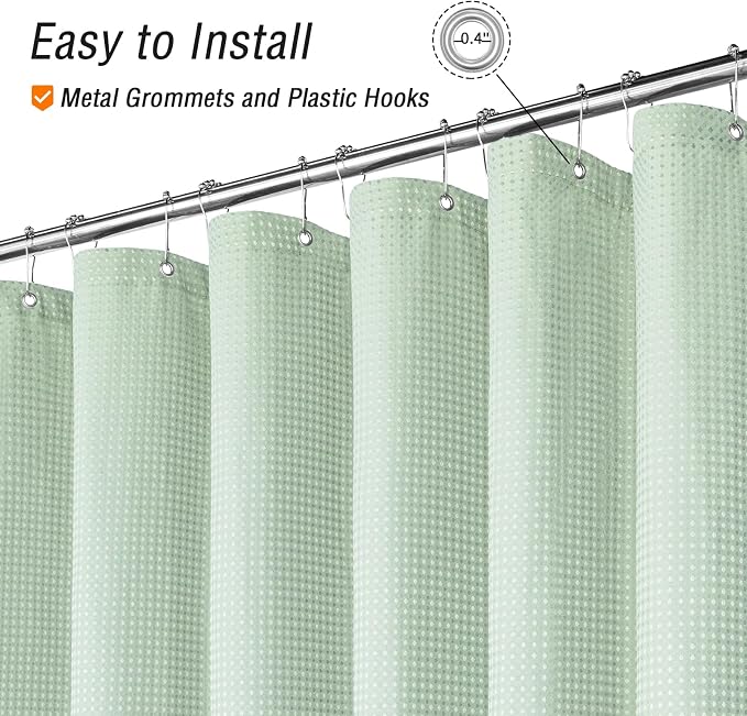 Gibelle Extra Long Shower Curtain 72 x 84, Tall Waffle Weave Textured Fabric - Image 4