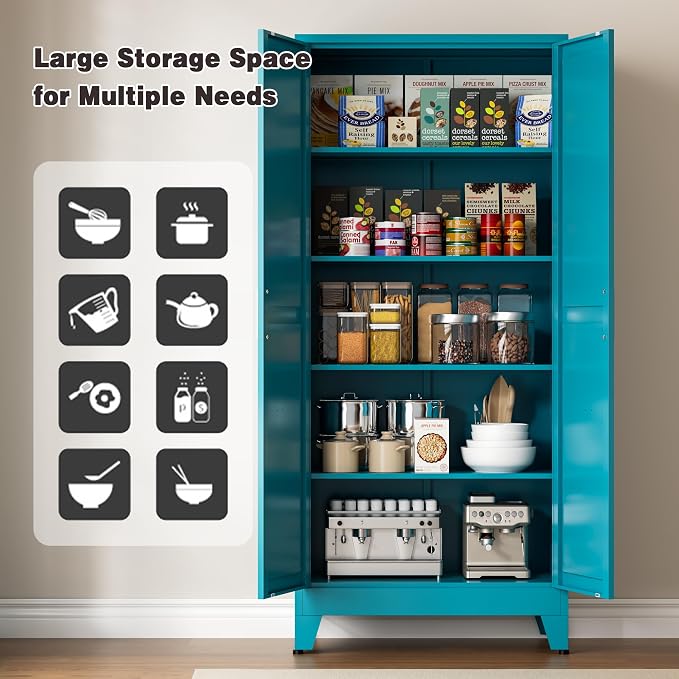 71” Tall Pantry Storage Cabinet, Kitchen Cabinets, Metal Cupboard - Image 5